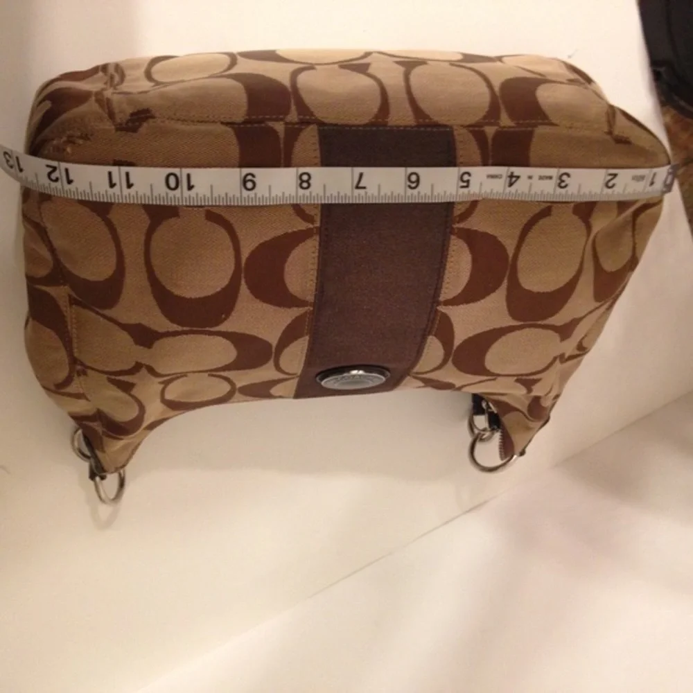 Coach brown sig c hobo bag zipper legacy stripe